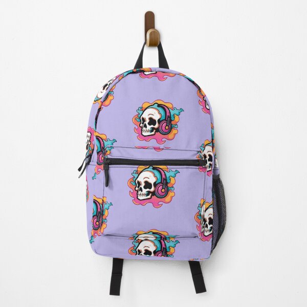 Item preview, Music in My Bones. Colorful Skull Wearing Headphones. Creepin it real designed and sold by lunaticbear.