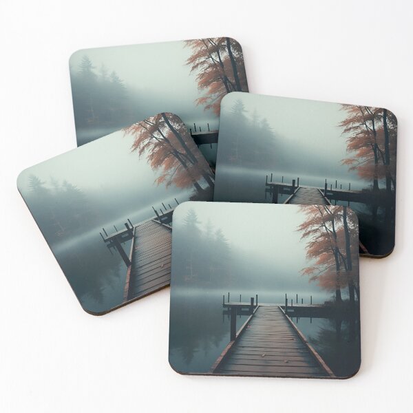 Item preview, wooden dock on a foggy day art print designed and sold by dcrc.