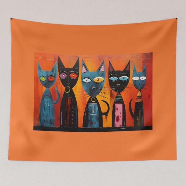 Item preview, Feline Kaleidoscope: Cat Art Brut Expression in Vibrant Hues Generative AI designed and sold by OlfactoART Studio.