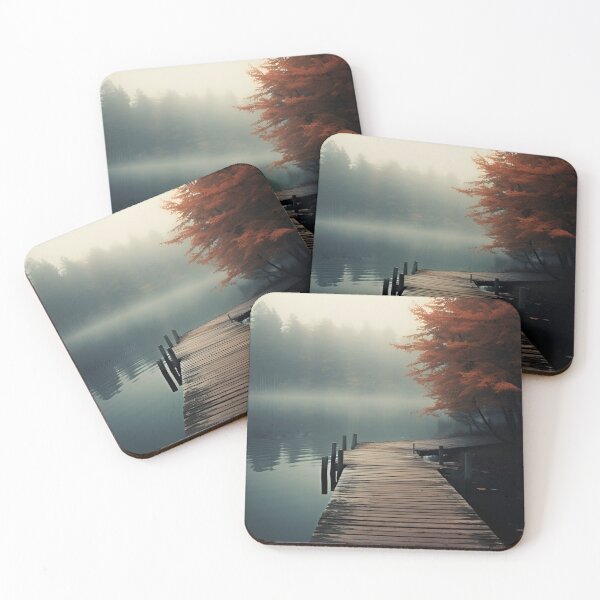 Item preview, wooden dock on a foggy day art print designed and sold by dcrc.