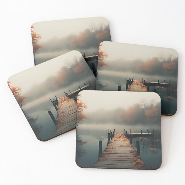 Item preview, wooden dock on a foggy day art print designed and sold by dcrc.