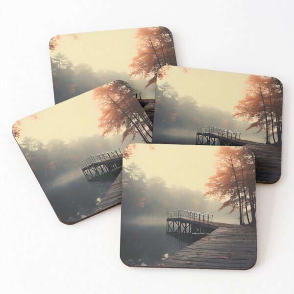 Item preview, wooden dock on a foggy day art print designed and sold by dcrc.