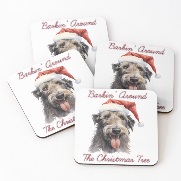 Item preview, Christmas Irish Wolfhund Dog in Santa Hat designed and sold by PAWsitiveCurios.
