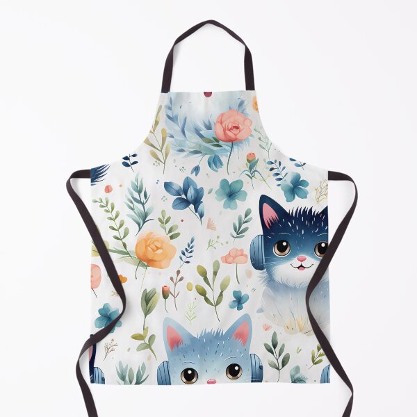Item preview, Blue cat and flower seamless designed and sold by Paint U by Krisanee.
