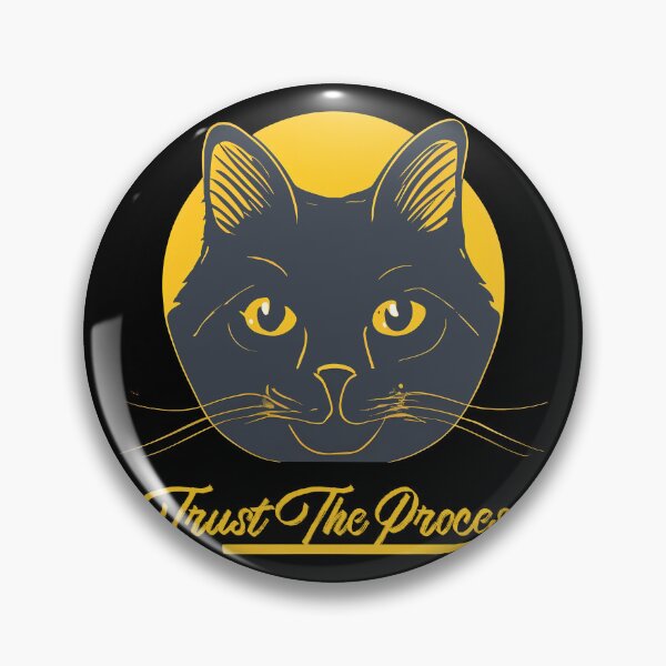 Item preview, Black Cat with Yellow Eyes and Yellow Circle on a White Background Trust the Process designed and sold by nicestr.