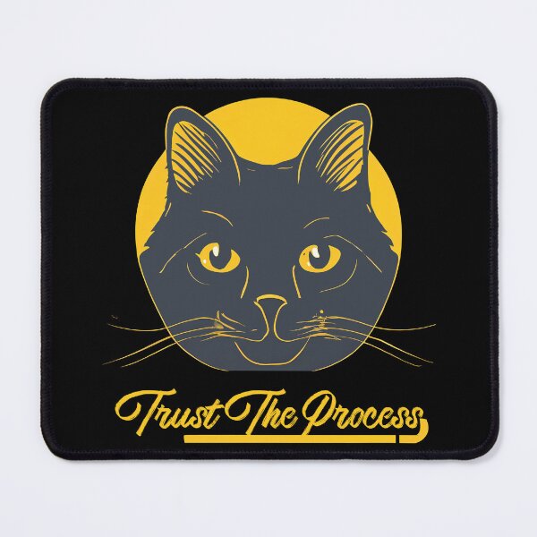 Item preview, Black Cat with Yellow Eyes and Yellow Circle on a White Background Trust the Process designed and sold by nicestr.