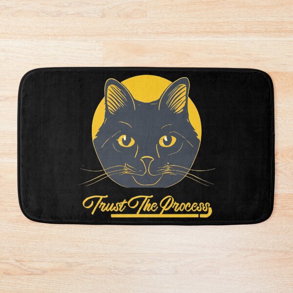 Item preview, Black Cat with Yellow Eyes and Yellow Circle on a White Background Trust the Process designed and sold by nicestr.