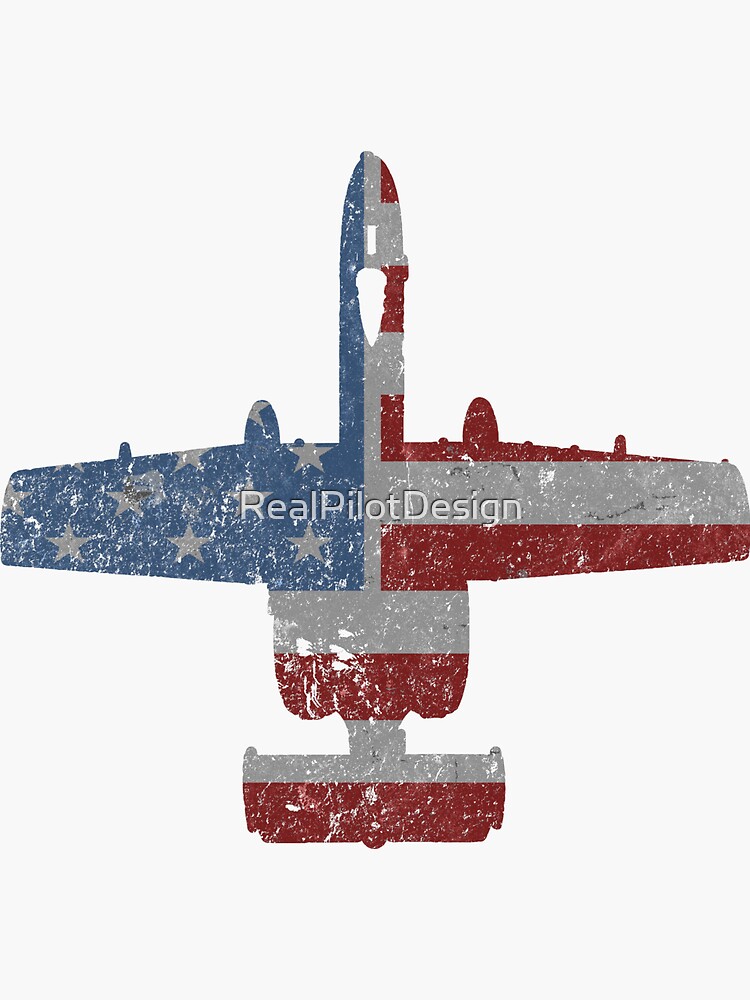 "A-10 Warthog Airplane American Flag Design" Sticker for Sale by