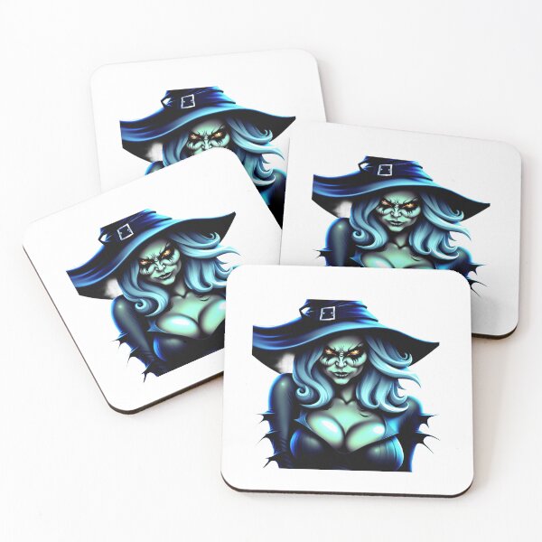 Item preview, An old neon glowing witch in black hat and dress with scary eyes  designed and sold by CoolVisionStd.