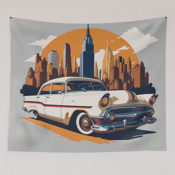 Item preview, 001 Classic Car in New York Street designed and sold by Alexis Art Collection.