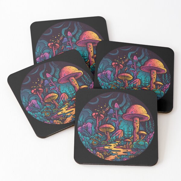 Item preview, Psychedelic Colorful Mushrooms Art  designed and sold by StickerOrb.