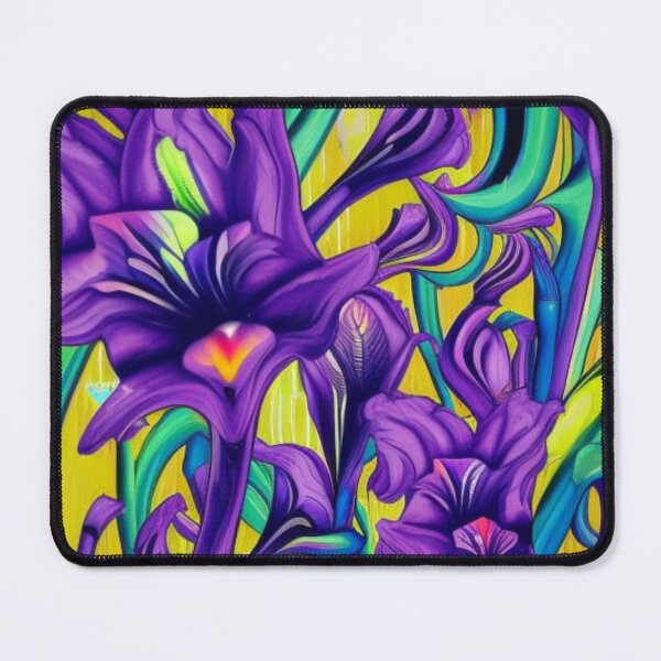 Item preview, Abstract Purple Irises on Yellow designed and sold by calibrit.