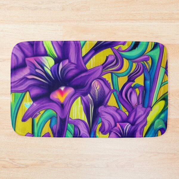 Item preview, Abstract Purple Irises on Yellow designed and sold by calibrit.