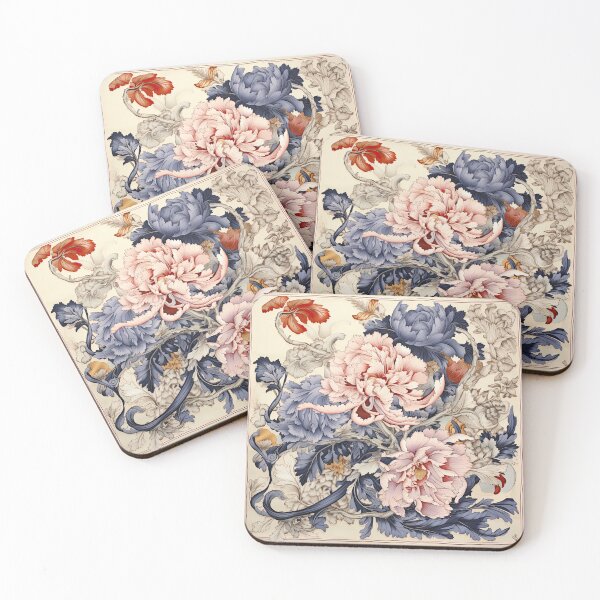 Item preview, Blue and Pink Chinoiserie Style Peonies designed and sold by kansaikate.