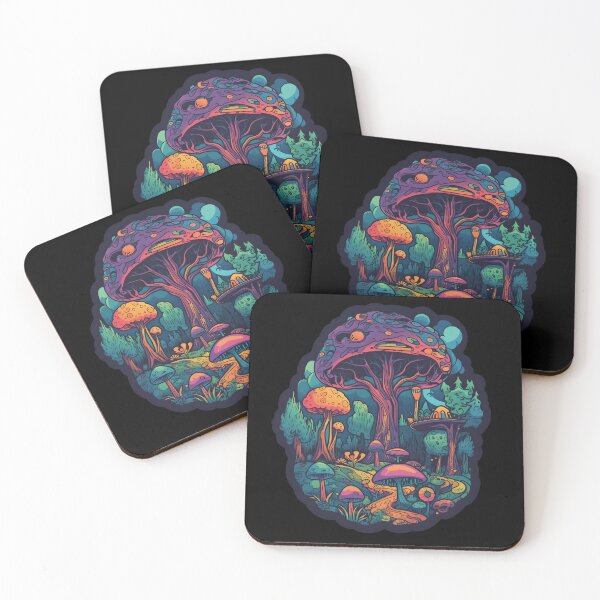 Item preview, Colorful Mushrooms Psychedelic Art  designed and sold by StickerOrb.