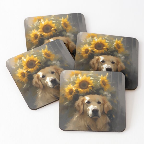 Item preview, Golden Retriever Doggo with Sunflowers  designed and sold by cr6zym1nd.