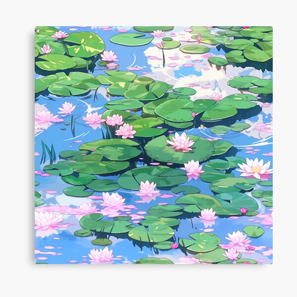 Ebern Designs Kemet Lily Pads Floating In The Water With Lotus Pads On  Canvas by Stephconnell Print