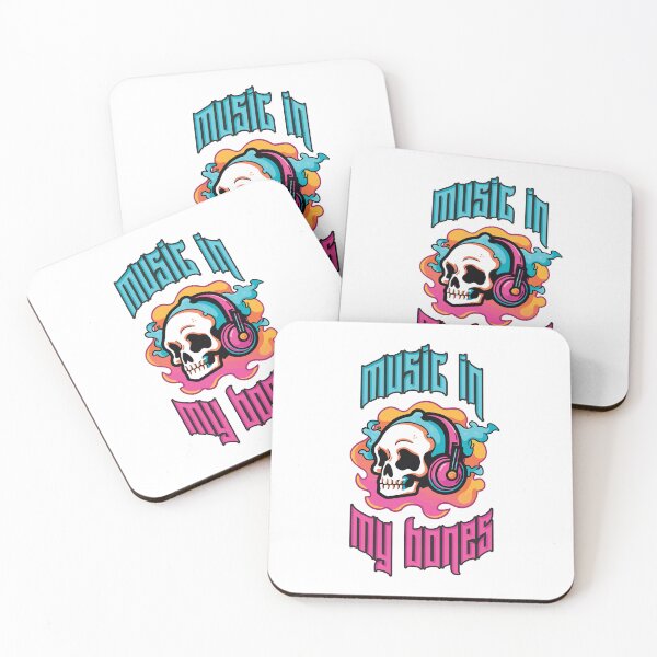 Item preview, Music in My Bones. Colorful Skull Wearing Headphones. Creepin it real designed and sold by lunaticbear.