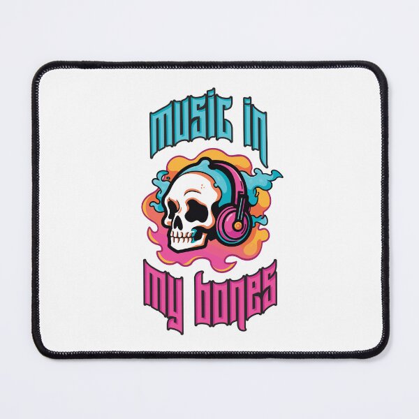 Item preview, Music in My Bones. Colorful Skull Wearing Headphones. Creepin it real designed and sold by lunaticbear.
