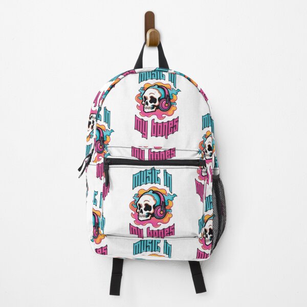 Item preview, Music in My Bones. Colorful Skull Wearing Headphones. Creepin it real designed and sold by lunaticbear.
