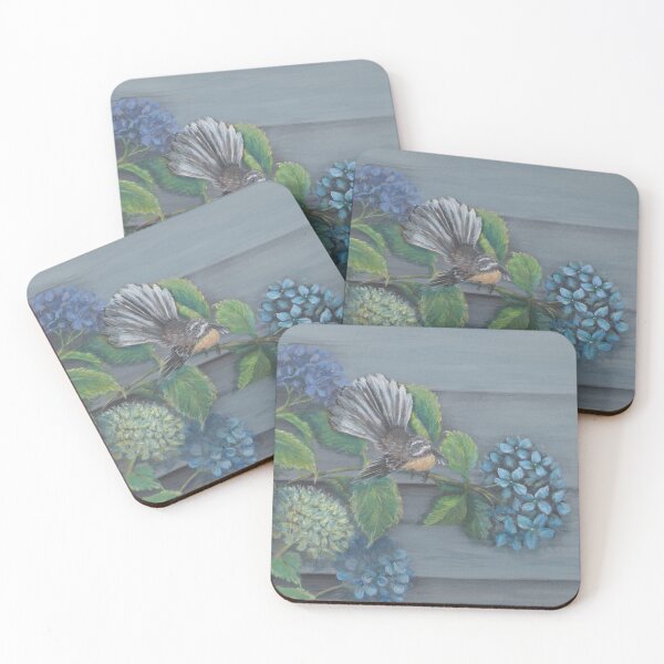 Item preview, Welcome Home Series: Fantail / Piwakawaka in the Hydrangaes designed and sold by Robyn Hallberg.