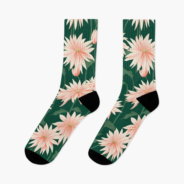 Item preview, Flower Pattern Green Emerald Nights with Blushing Pink Dahlias designed and sold by Macromariu.