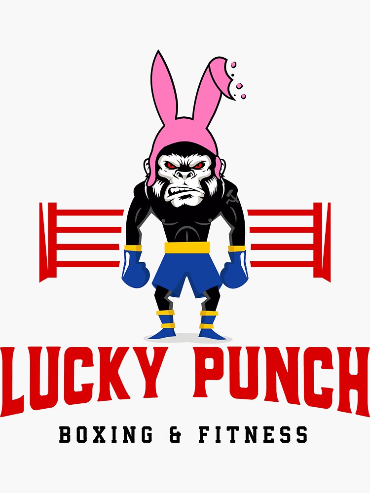 "Lucky Punch Boxing The Monkey Bunny" Sticker by luckypunch Redbubble