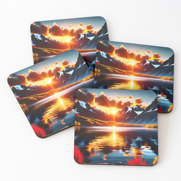 Item preview, sunset ovr the lake and mountains  designed and sold by ARabbitHole.