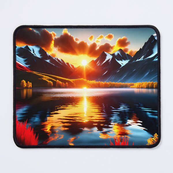 Item preview, sunset ovr the lake and mountains designed and sold by ARabbitHole.