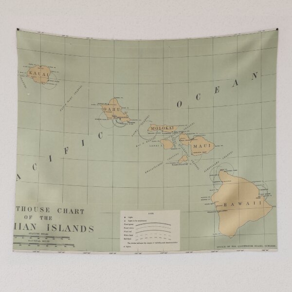 Item preview, Vintage Lighthouse Map of Hawaii (1898) designed and sold by BravuraMedia.