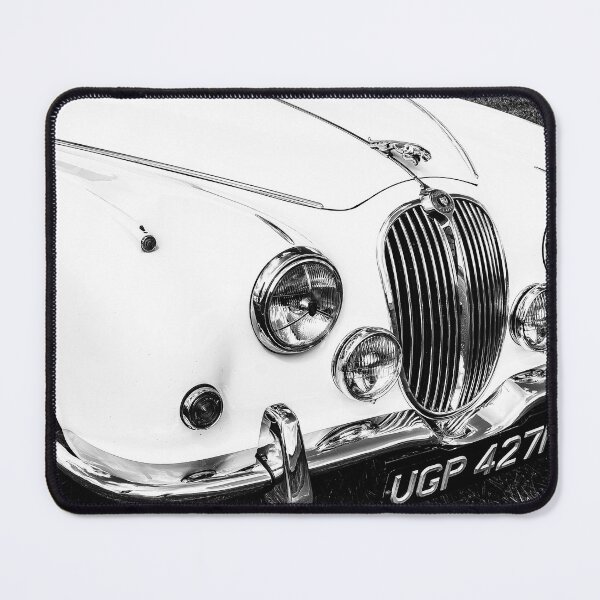Item preview, Black and white image of the front of a cream Jaguar 3.4/340, 1968 designed and sold by Graham Cornall.