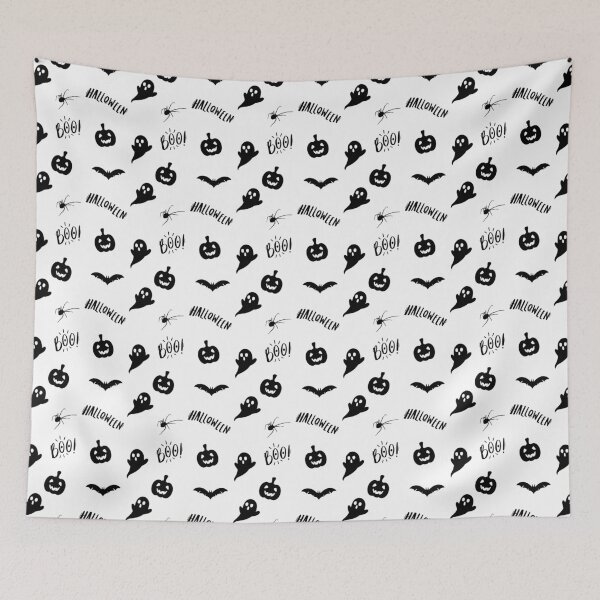 Item preview, Happy Halloween Boo! Black and White seamless pattern designed and sold by IssaraStudio.
