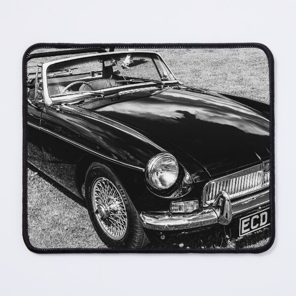 Item preview, Black and white image of a Front of a black MGB, 1965 designed and sold by Graham Cornall.