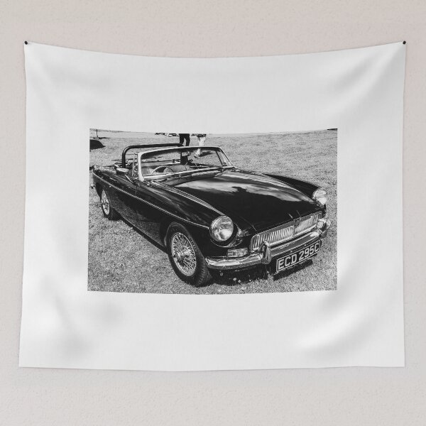 Item preview, Black and white image of a Front of a black MGB, 1965 designed and sold by Graham Cornall.
