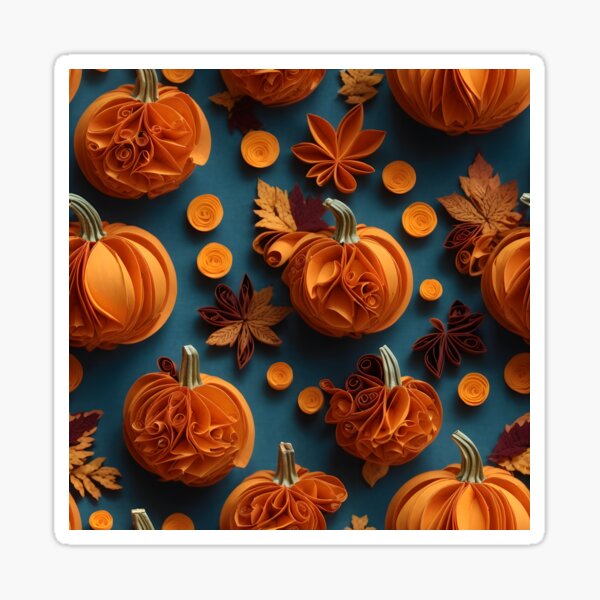 Item preview, Autumn abstract background quilling pumpkin pettern designed and sold by StickerificArt.