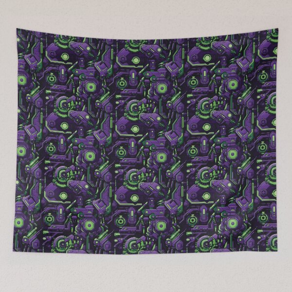 Item preview, Purple and Green Robotic Pattern – Inspired by Evangelion Unit 01  designed and sold by animaesthetic.