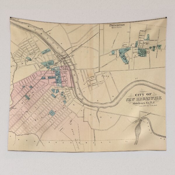 Item preview, Vintage Map of New Brunswick NJ (1872) designed and sold by BravuraMedia.