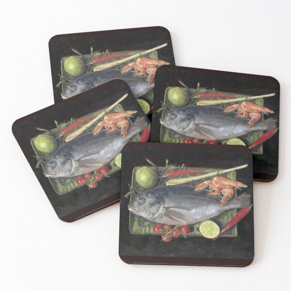Item preview, Fish, Sea bream with prawns, chili and lime in oils designed and sold by Astridsart-nl.