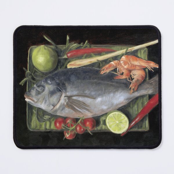 Item preview, Fish, Sea bream with prawns, chili and lime in oils designed and sold by Astridsart-nl.