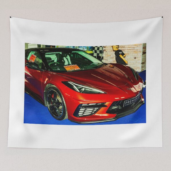Item preview, The front of a red Chevrolet Corvette on display  designed and sold by Graham Cornall.