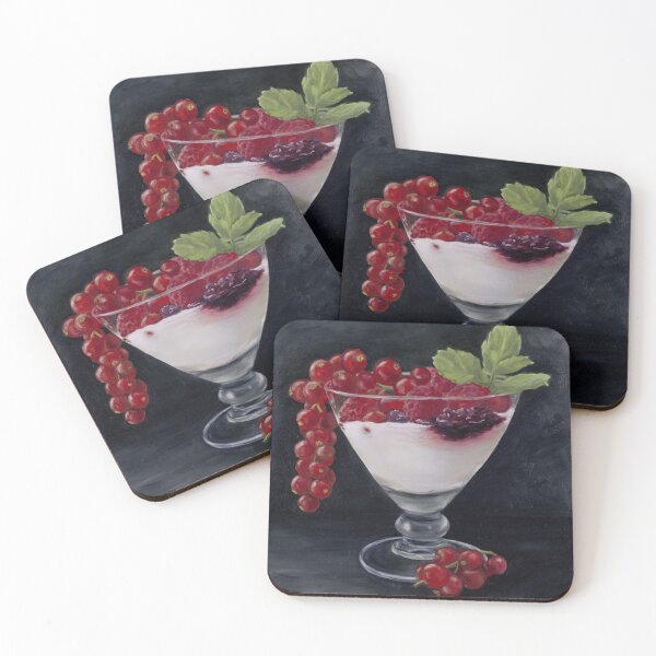 Item preview, dessert with currants, raspberries and mint, oil painting designed and sold by Astridsart-nl.