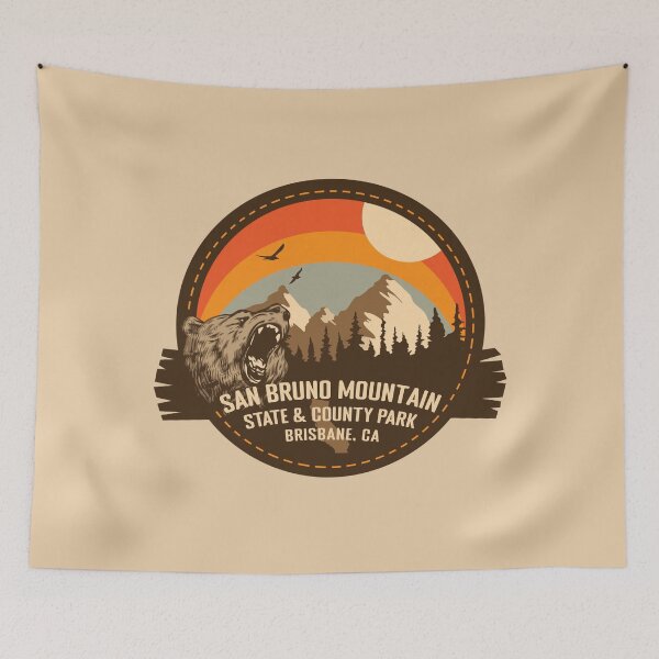 Item preview, San Bruno Mountain State & County Park California - CA Retro Souvenir Badge designed and sold by mountainfad.