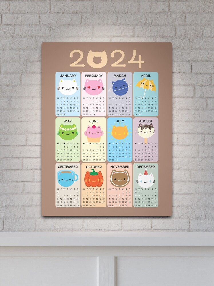 Calendrier de chats bizarres en papier, planification du temps, calendrier  mural amusant 2024, calendrier de chats médiévaux pour la maison