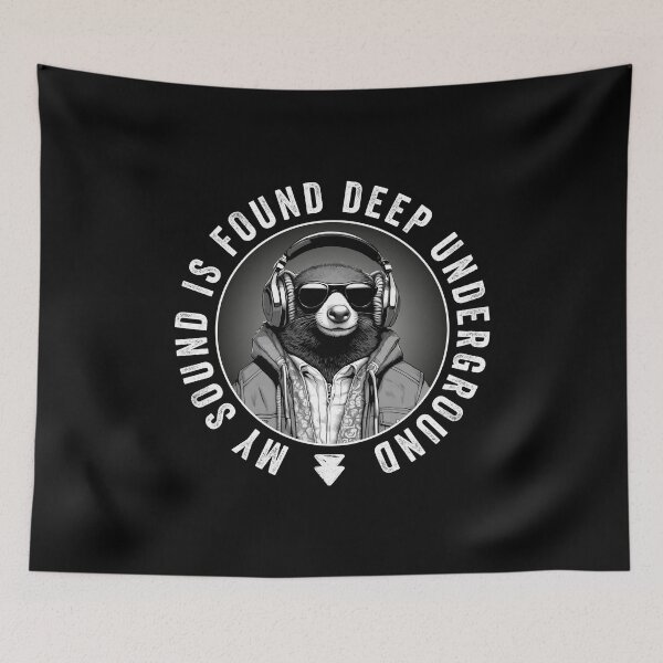Item preview, My Sound is Found Deep Underground - Underground Music Mole (On Black) designed and sold by STUDIO-72.