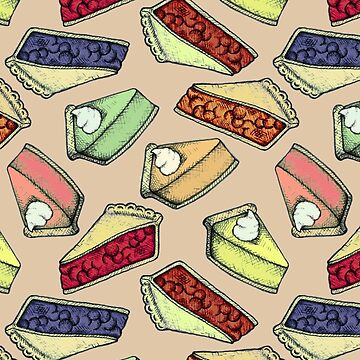 Artwork thumbnail, Easy As Pie - cute illustrations of pie on neutral tan  by Perrin Le Feuvre