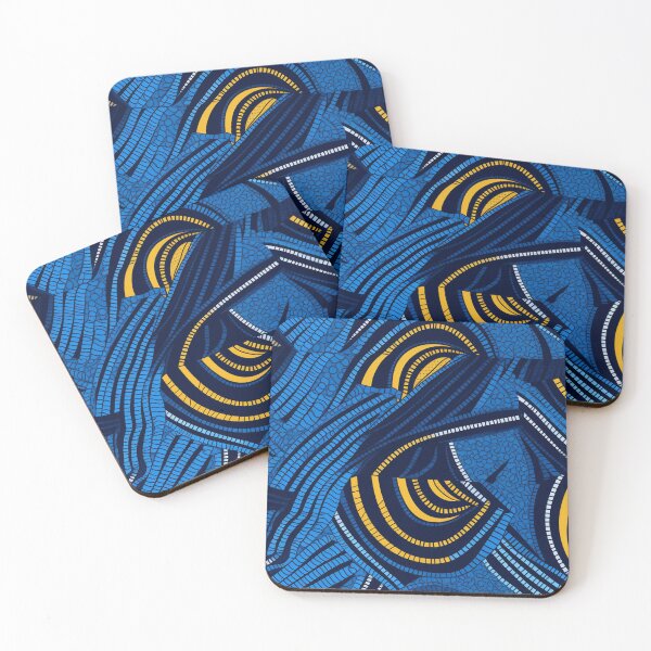 Item preview, Blue, Gold, African Ankara Pattern designed and sold by SideSignal.