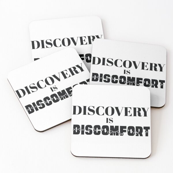 Item preview, Discovery is Discomfort - Motivational slogan message designed and sold by Harlake.