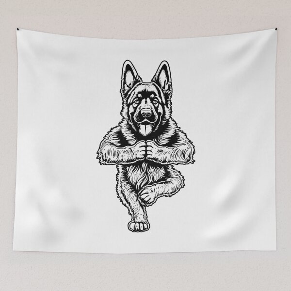 Item preview, German Shepherd Yoga Puppy Dog Funny Tree Pose Vrikshasana designed and sold by GrandeDuc.
