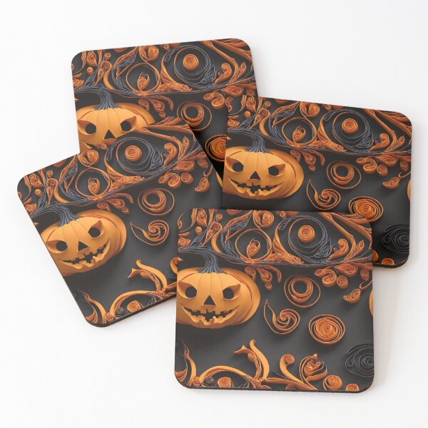 Item preview, Autumn abstract background quilling pumpkin pettern designed and sold by StickerificArt.