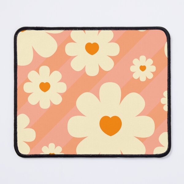 Item preview, Floral Groovy Retro Funky Heart Pink Peach designed and sold by Sketchbook Studio by Aqsaa.
